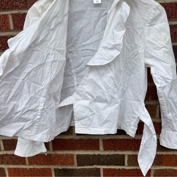 Coldwater Creek White Collared Ruffled Front Wrap Blouse - Picture 6 of 6